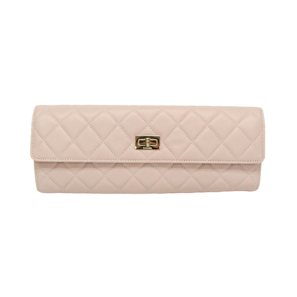 CHANEL Pink Leather Clutch Bag